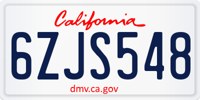 CA license plate 6ZJS548