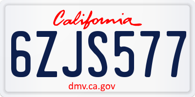 CA license plate 6ZJS577