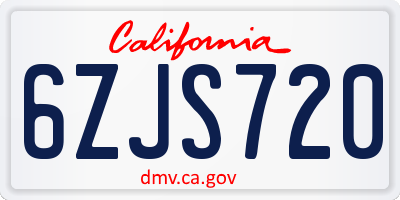 CA license plate 6ZJS720