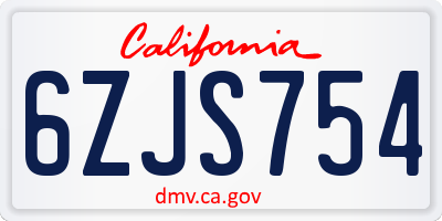 CA license plate 6ZJS754
