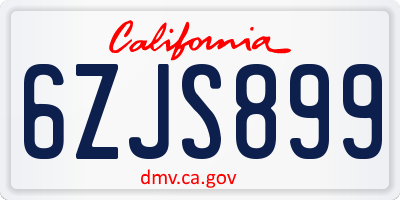 CA license plate 6ZJS899