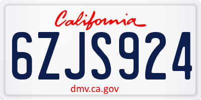 CA license plate 6ZJS924