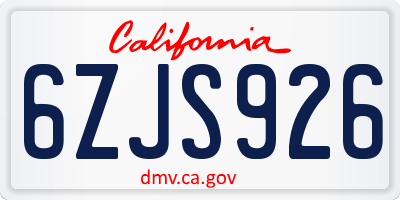 CA license plate 6ZJS926