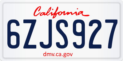 CA license plate 6ZJS927