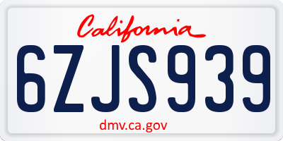 CA license plate 6ZJS939