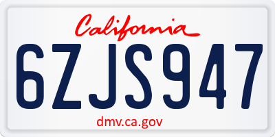 CA license plate 6ZJS947