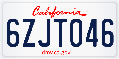 CA license plate 6ZJT046