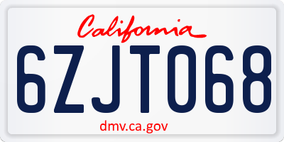 CA license plate 6ZJT068