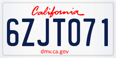 CA license plate 6ZJT071
