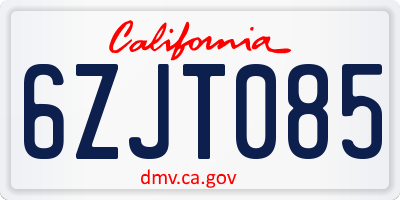 CA license plate 6ZJT085