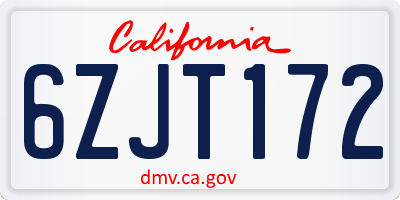 CA license plate 6ZJT172