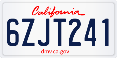 CA license plate 6ZJT241