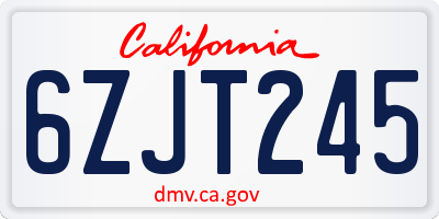 CA license plate 6ZJT245