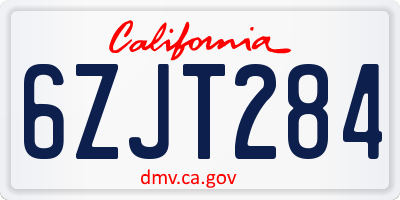 CA license plate 6ZJT284
