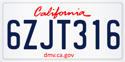 CA license plate 6ZJT316