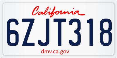 CA license plate 6ZJT318