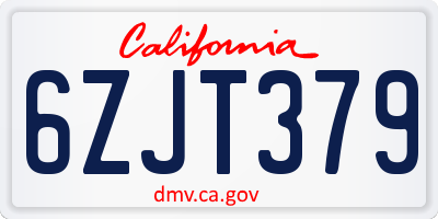 CA license plate 6ZJT379