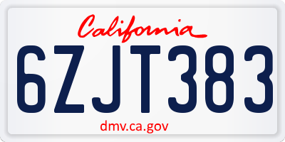 CA license plate 6ZJT383