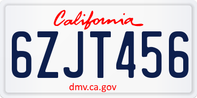 CA license plate 6ZJT456
