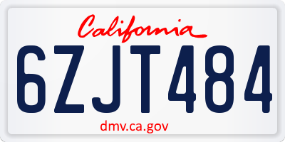 CA license plate 6ZJT484