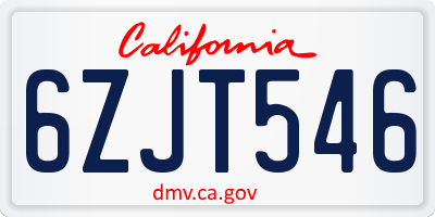 CA license plate 6ZJT546