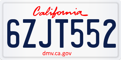 CA license plate 6ZJT552