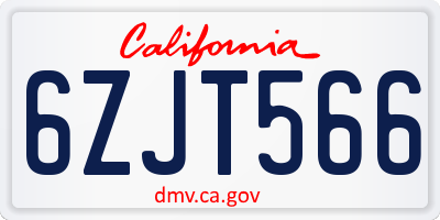 CA license plate 6ZJT566