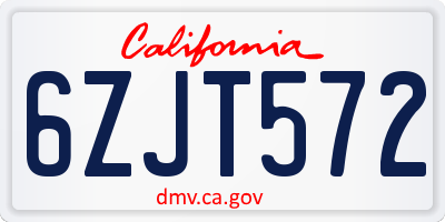 CA license plate 6ZJT572
