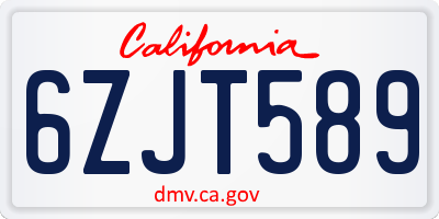CA license plate 6ZJT589