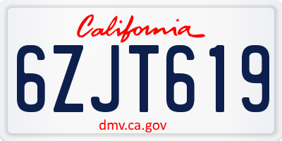 CA license plate 6ZJT619