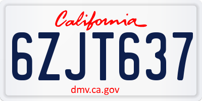 CA license plate 6ZJT637