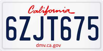 CA license plate 6ZJT675