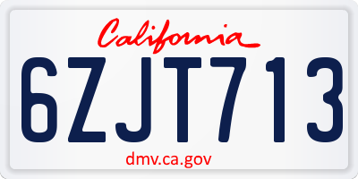 CA license plate 6ZJT713