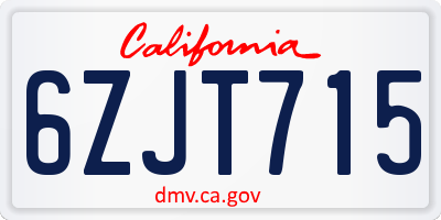 CA license plate 6ZJT715