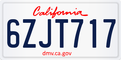 CA license plate 6ZJT717