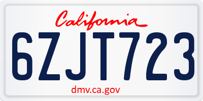 CA license plate 6ZJT723