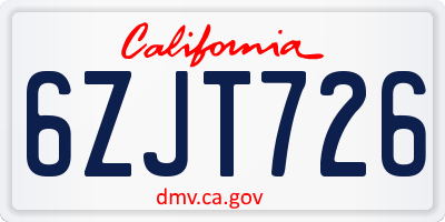 CA license plate 6ZJT726
