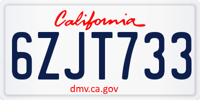 CA license plate 6ZJT733