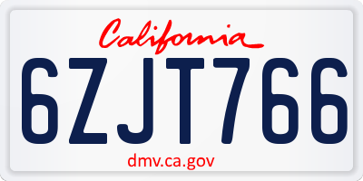 CA license plate 6ZJT766