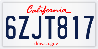 CA license plate 6ZJT817