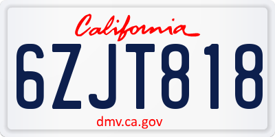 CA license plate 6ZJT818