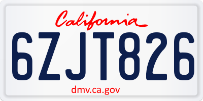 CA license plate 6ZJT826