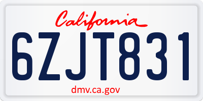 CA license plate 6ZJT831