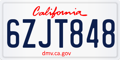 CA license plate 6ZJT848