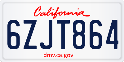 CA license plate 6ZJT864