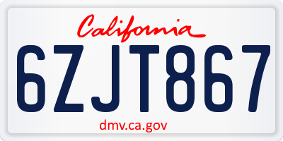 CA license plate 6ZJT867