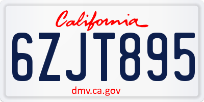 CA license plate 6ZJT895