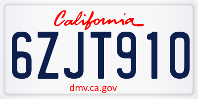 CA license plate 6ZJT910