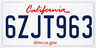 CA license plate 6ZJT963