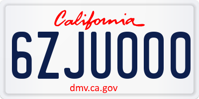 CA license plate 6ZJU000